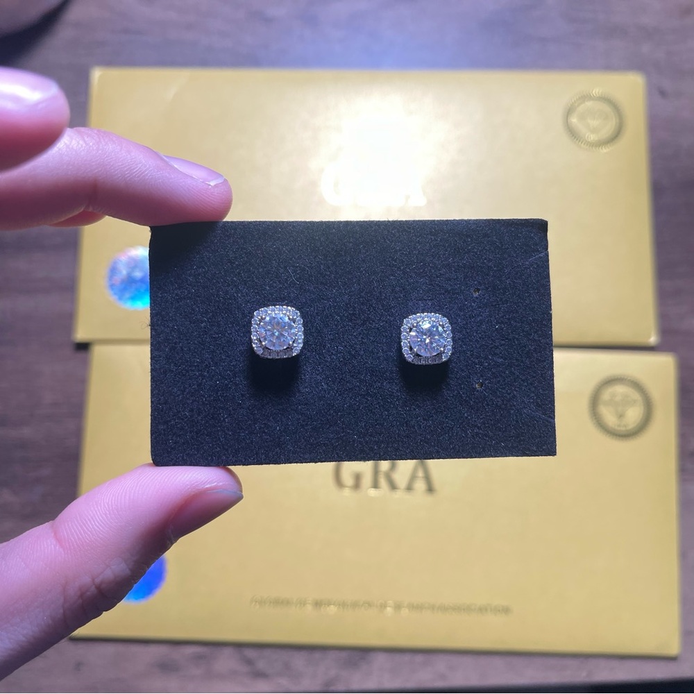 2 carat Stud Moissanite Earrings 925 Sterling Silver 6.5 mm jewelry